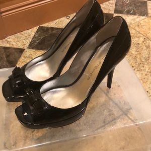 Black patent peep toe  heel by Marc Fisher.